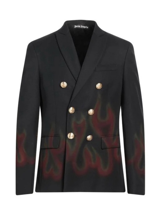 Palm Angels Other - Palm Angels Black Double-Breasted Blazer with Flame Graphic